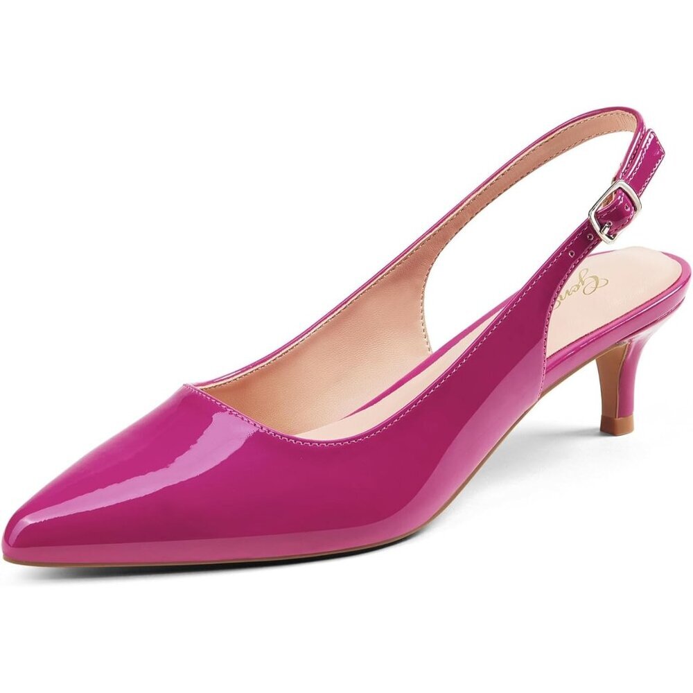 〽️Women's Purple Slingback Kitten Heels Pointed Toe Elegant Wedding Dress Pumps